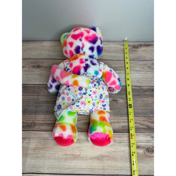 Build-A-Bear Rainbow Heart Leopard Cat Plush 17 inch with Floral Dress Multi - Picture 3 of 5